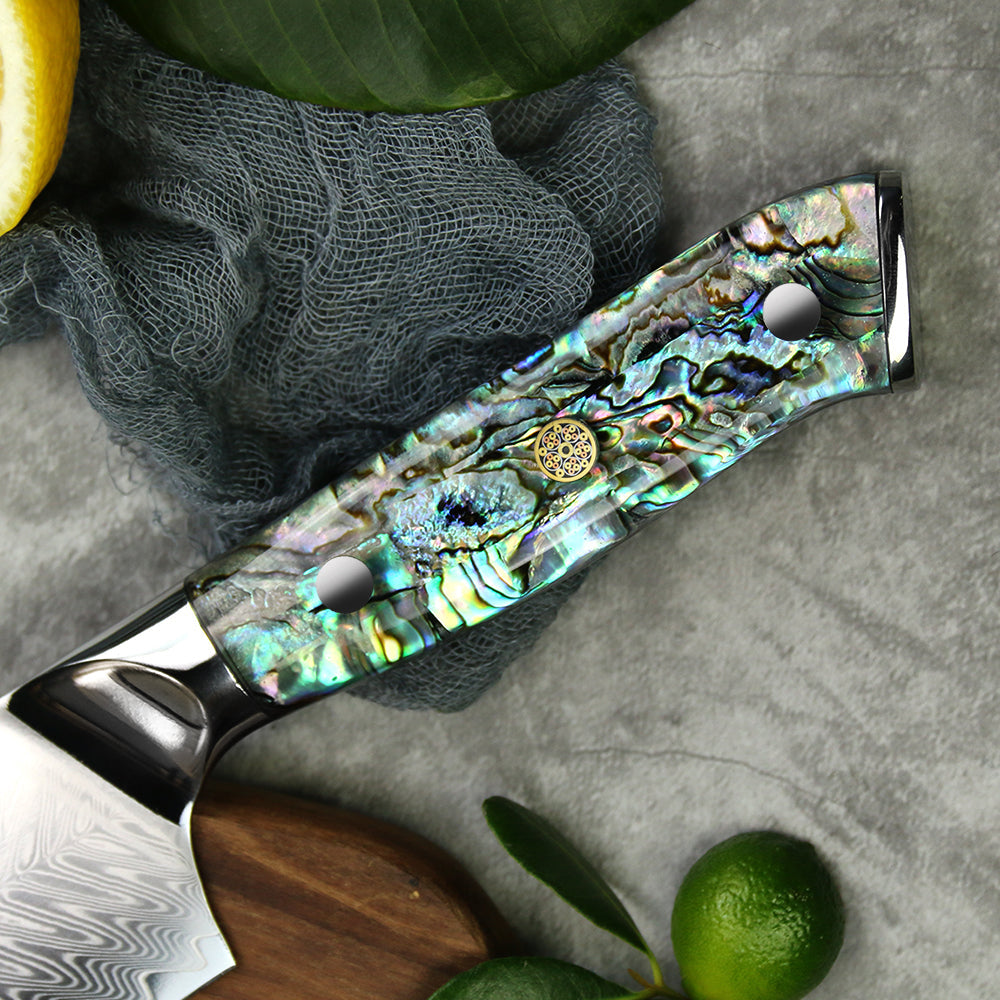 TRIBAL ABALONE HANDLE DAMASCUS STEEL 5 PCS SET