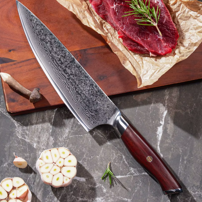 TRIBAL ROSE WOOD DAMASCUS KNIFE SET