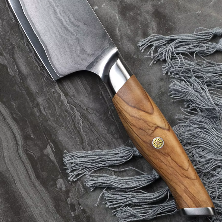 TRIBAL NATURE OLIVE WOOD DAMASCUS KNIFE SET