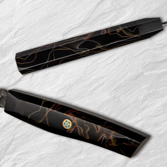 TRIBAL BLACK COPPER MESH DAMASCUS KNIFE