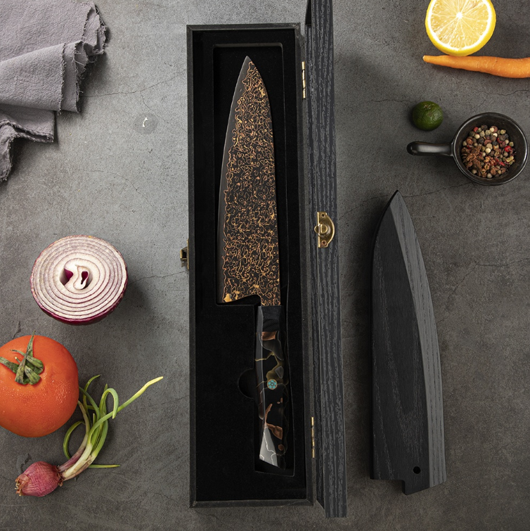 TRIBAL BLACK COPPER BLADE CHEF KNIFE
