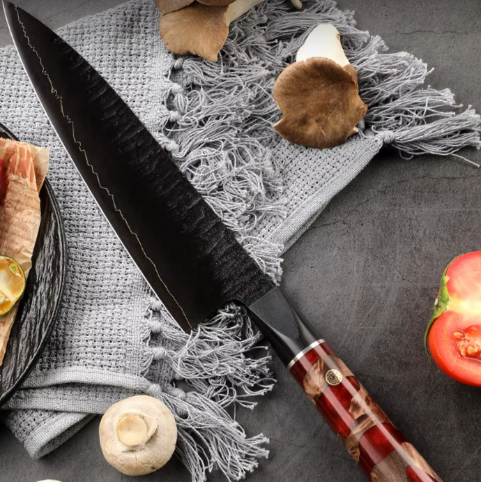 TRIBAL OLIVE WOOD & RESIN HANDLE CHEF KNIFE