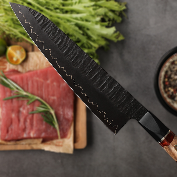 TRIBAL OLIVE WOOD & RESIN HANDLE CHEF KNIFE