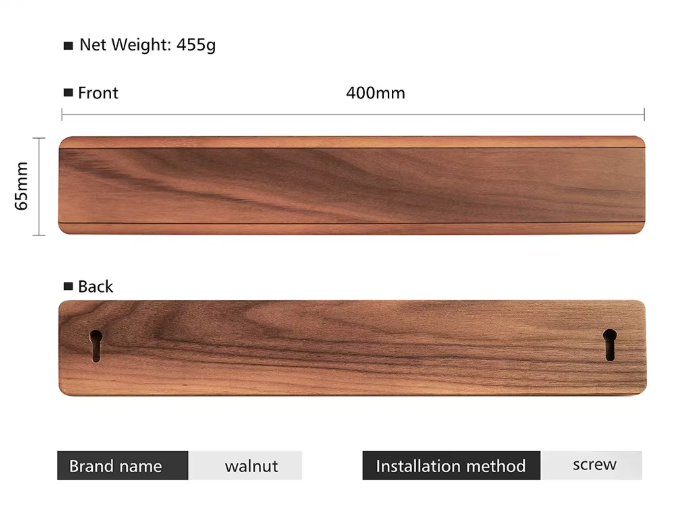 MAGNETIC KNIFE HOLDER WALNUT WOOD 40 CM