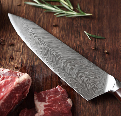 Tribal Damascus Chef Knife Rose Wood