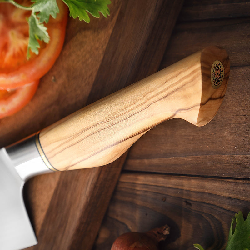 Tribal Damascus Chef Knife Nature Rose Wood