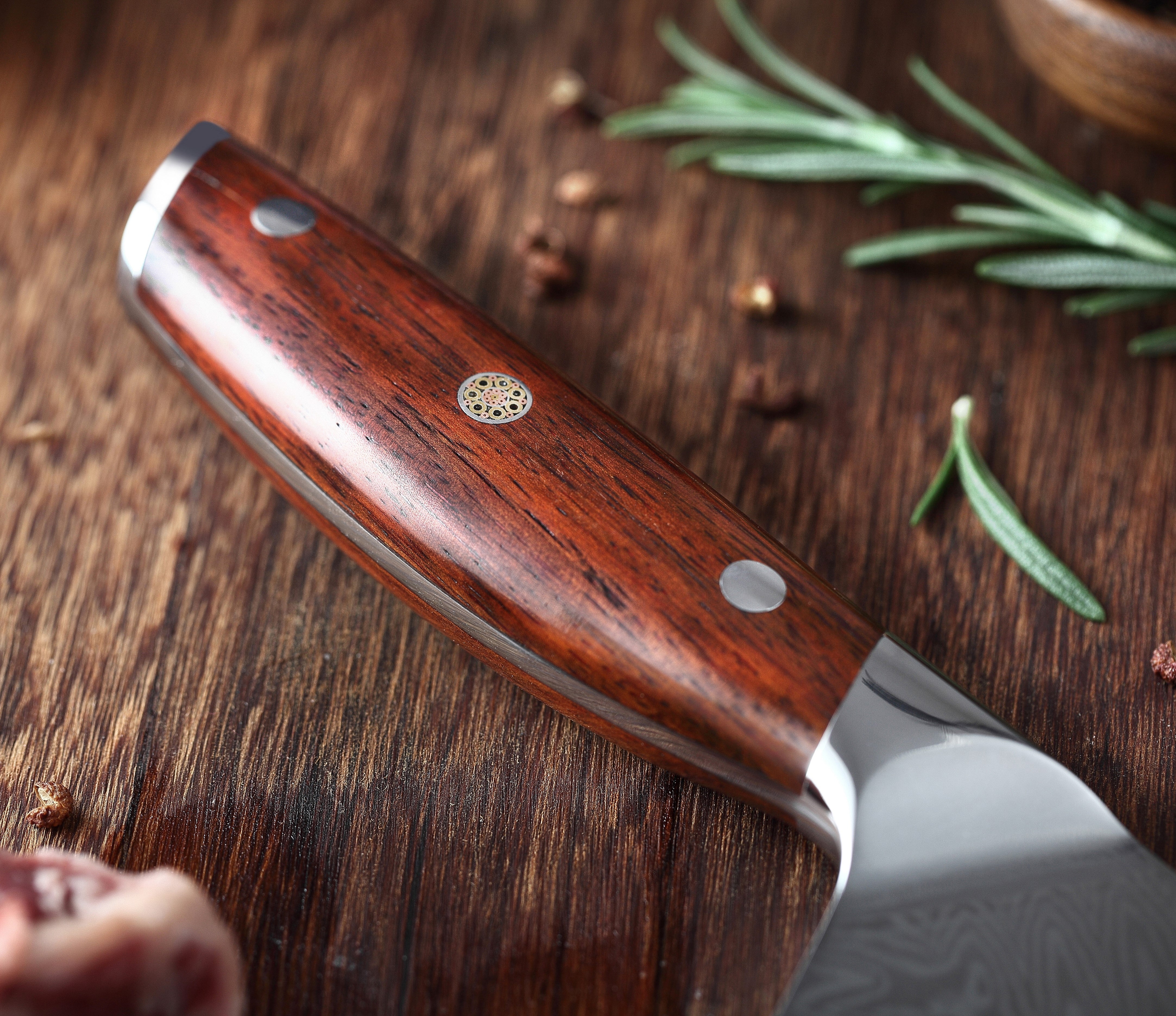 Tribal Chef Knife With Rose Wood Handle