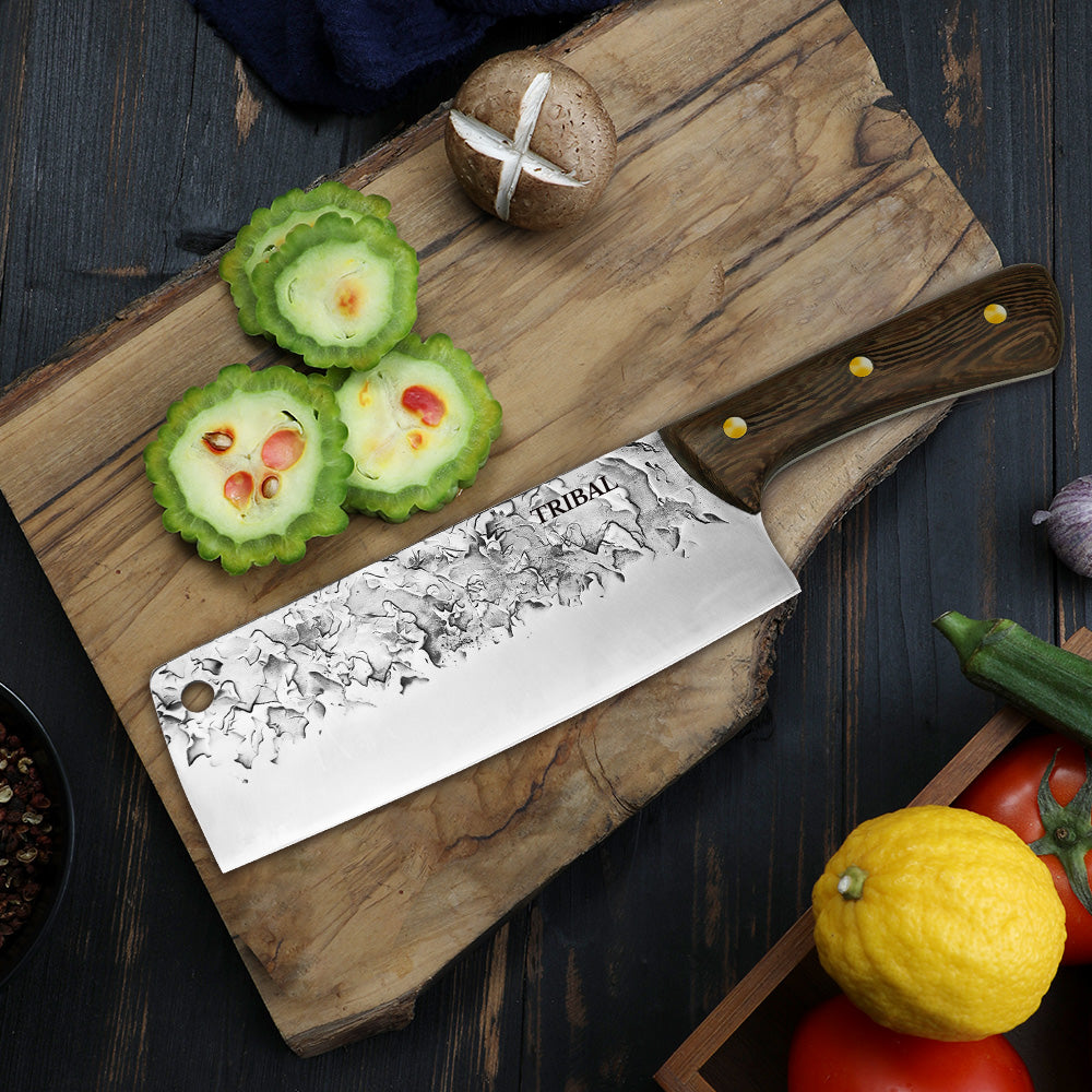 TRIBAL OAK WOOD CLEAVER KNIFE 5 INCH