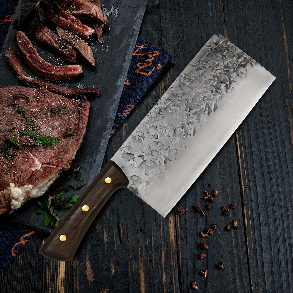 TRIBAL OAK WOOD CLEAVER KNIFE 7 INCH