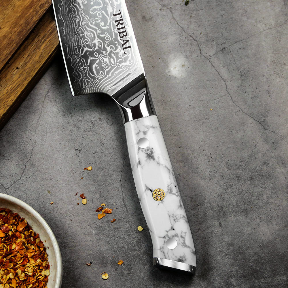 Tribal White Turquoise Chef Knife