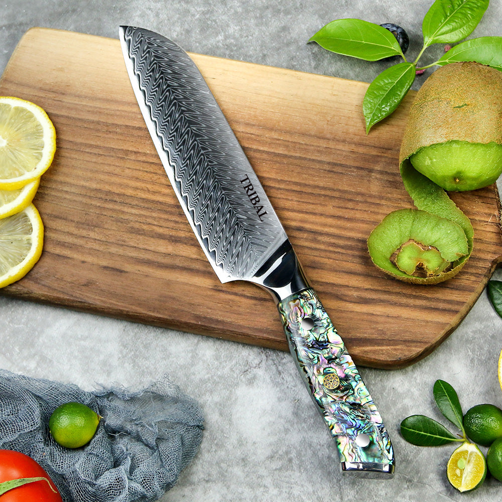 TRIBAL ABALONE HANDLE DAMASCUS STEEL 5 PCS SET