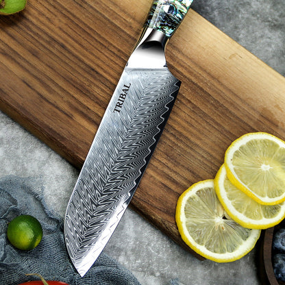 TRIBAL ABALONE HANDLE DAMASCUS STEEL 5 PCS SET