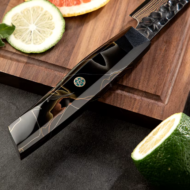 TRIBAL BLACK COPPER MESH DAMASCUS KNIFE