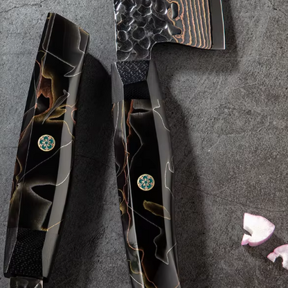 TRIBAL BLACK COPPER MESH DAMASCUS KNIFE