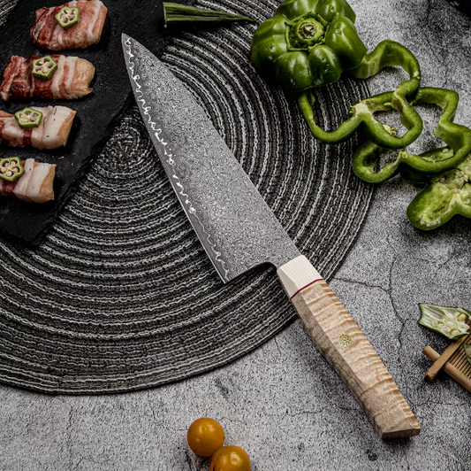 TRIBAL BURL WOOD HANDLE CHEF KNIFE