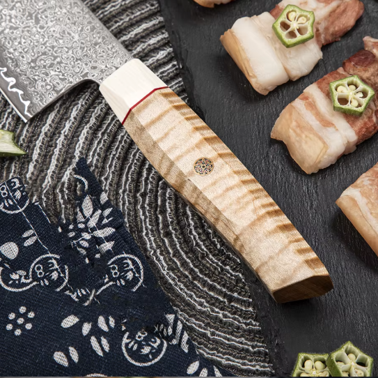 TRIBAL BURL WOOD HANDLE CHEF KNIFE