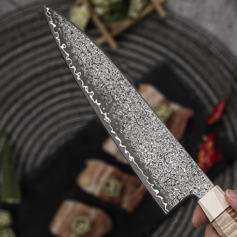 TRIBAL BURL WOOD HANDLE CHEF KNIFE