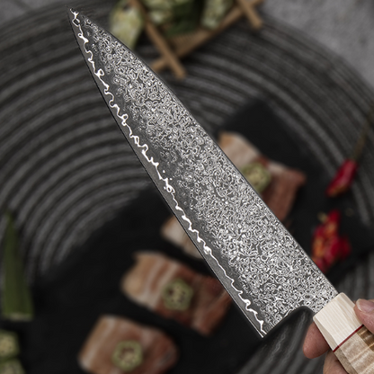 TRIBAL BURL WOOD HANDLE CHEF KNIFE