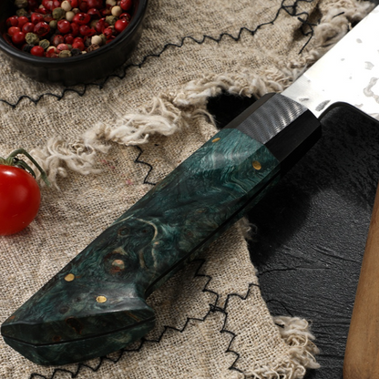 TRIBAL BURL WOOD GREEN CHEF KNIFE