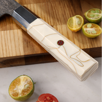 TRIBAL WHITE RESIN & COPPER CHEF KNIFE