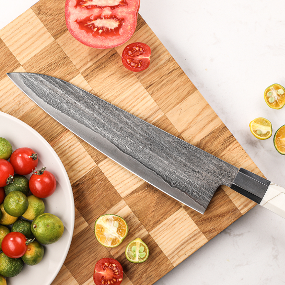 TRIBAL WHITE RESIN & COPPER CHEF KNIFE