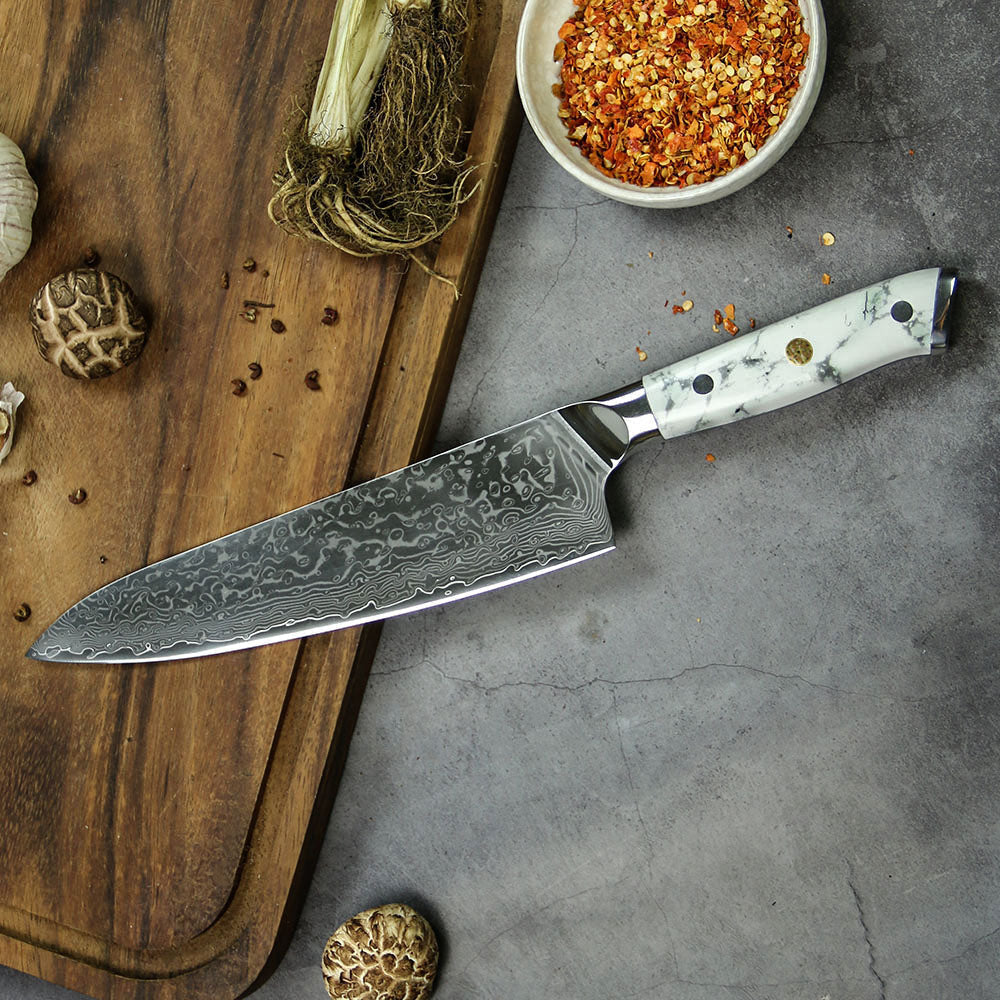 Tribal White Turquoise Chef Knife